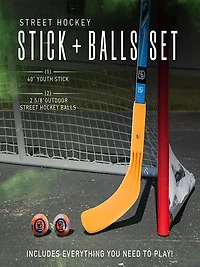 Franklin Sports NHL Youth Street Hockey Stick and 2 Balls