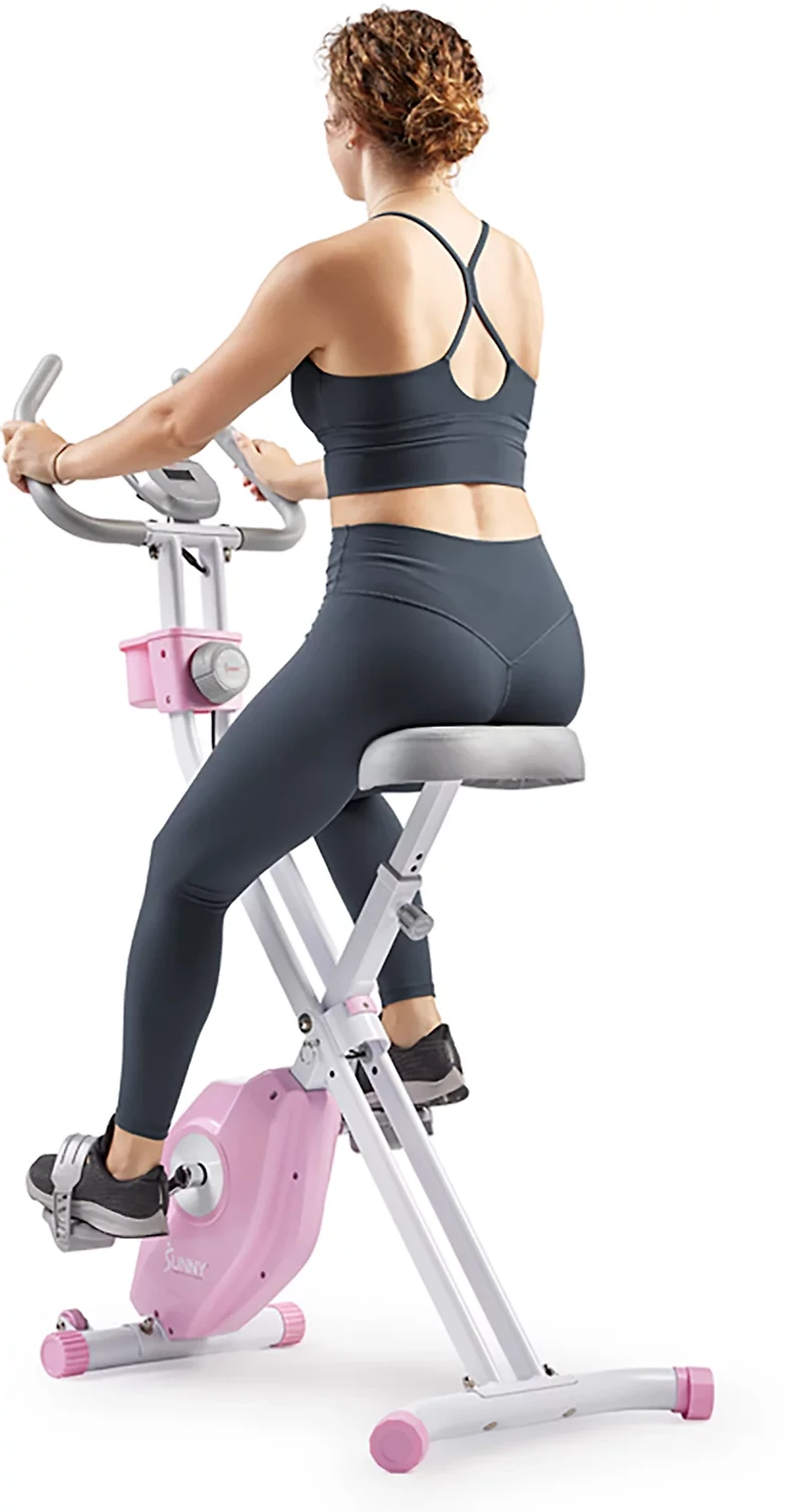 Sunny Health & Fitness Pink Foldable Magnetic X-Bike Pro