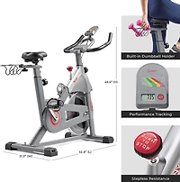 Sunny Health & Fitness SMART Magnetic Resistance Exercise Bike with Dumbbell Holder