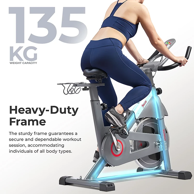 Sunny Health & Fitness SMART Magnetic Resistance Exercise Bike with Dumbbell Holder