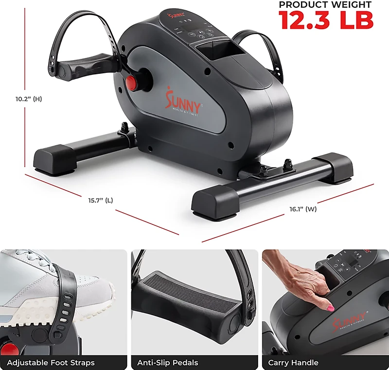 Sunny Health & Fitness SMART Motorized 18 Level Mini Exercise Bike