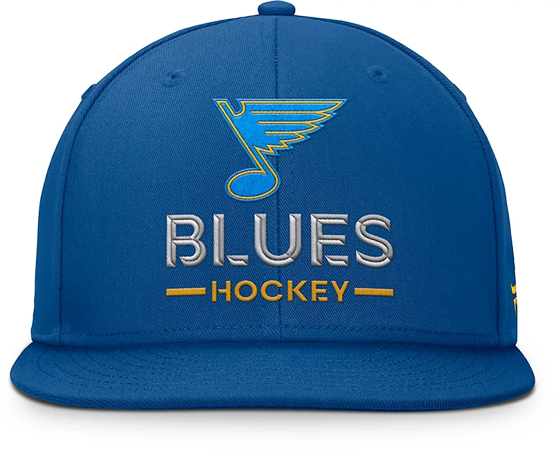 Fanatics Men's Blues Rink Flat Brim Structured Square Visor Adjustable Cap