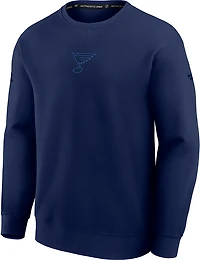 Fanatics Men's Blues Authentic Pro Road Fleece Long Sleeve Crew Top