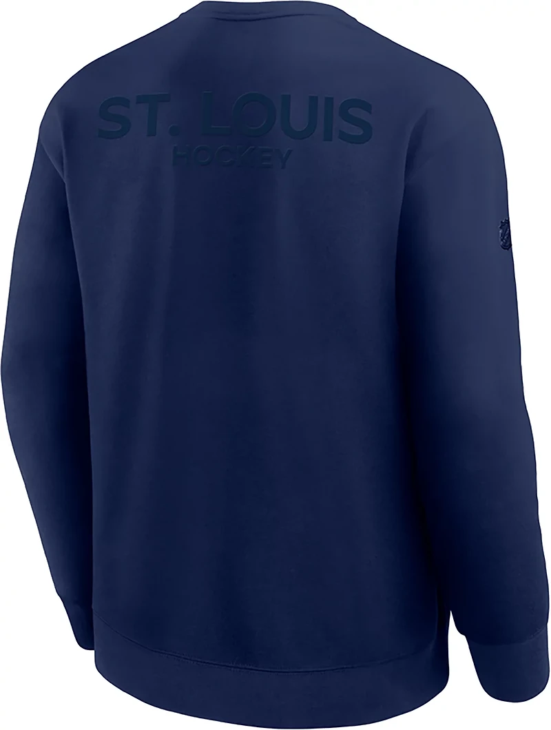 Fanatics Men's Blues Authentic Pro Road Fleece Long Sleeve Crew Top