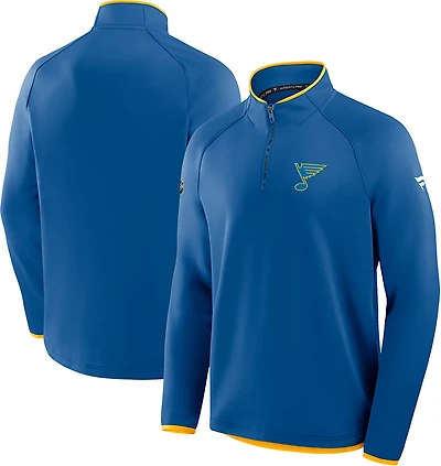 Fanatics Men's Blues Authentic Pro Rink Fleece Long Sleeve 1/4 Zip
