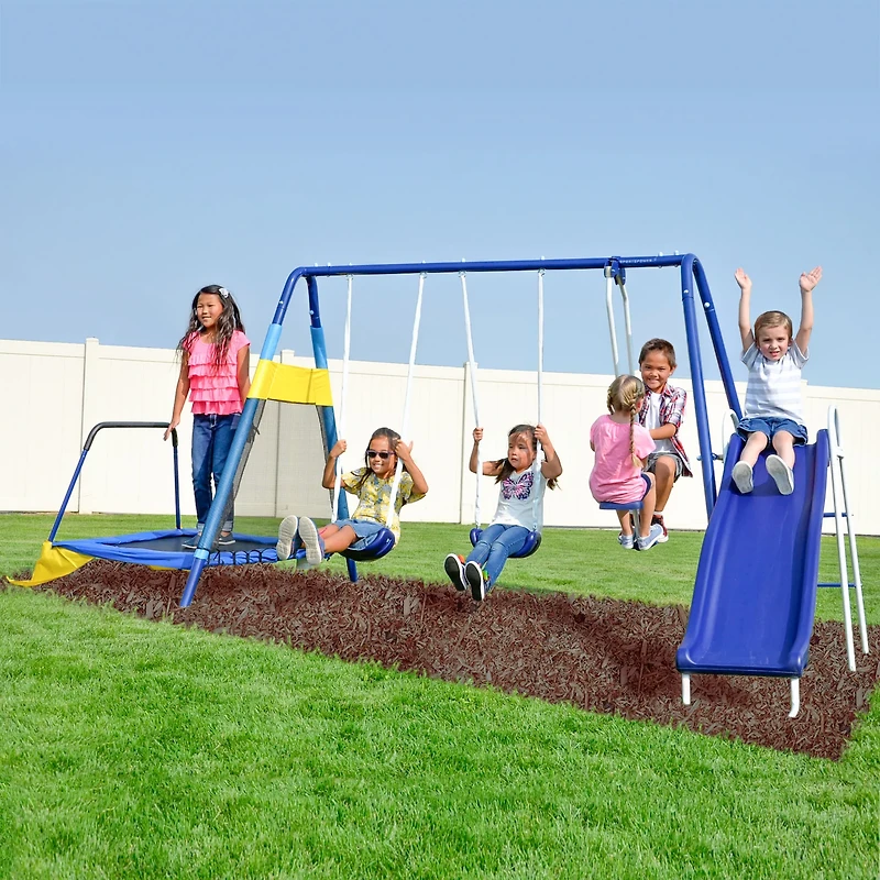 Sportspower Almansor Metal Swing, Slide and Trampoline Set