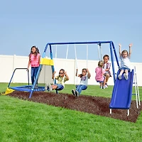Sportspower Almansor Metal Swing, Slide and Trampoline Set