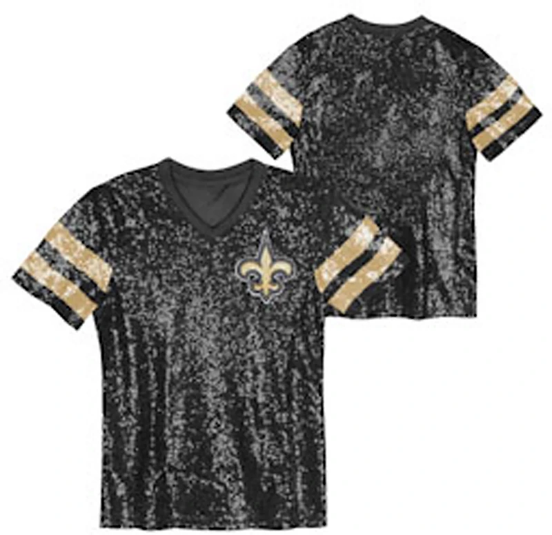 Outerstuff Girls' New Orleans Saints Glam Striped Sequin Top