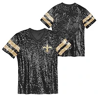 Outerstuff Girls' New Orleans Saints Glam Striped Sequin Top