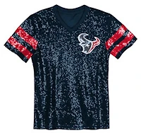 Outerstuff Girls' Houston Texans Glam Striped Sequin Top