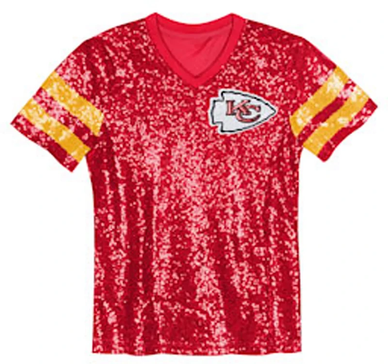 Outerstuff Women's Kansas City Chiefs Glam Striped Sequin Top