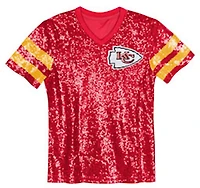 Outerstuff Women's Kansas City Chiefs Glam Striped Sequin Top