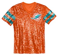 Outerstuff Women's Miami Dolphins Glam Striped Sequin Top