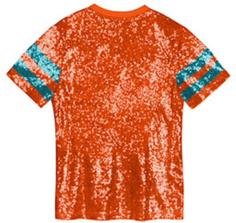 Outerstuff Women's Miami Dolphins Glam Striped Sequin Top