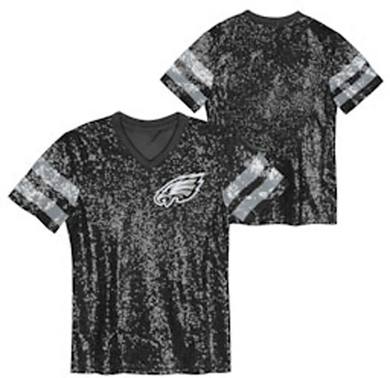 Outerstuff Women's Philadelphia Eagles Glam Striped Sequin Top