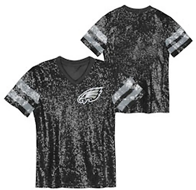 Outerstuff Women's Philadelphia Eagles Glam Striped Sequin Top