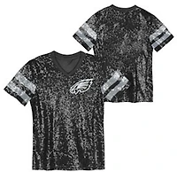 Outerstuff Women's Philadelphia Eagles Glam Striped Sequin Top