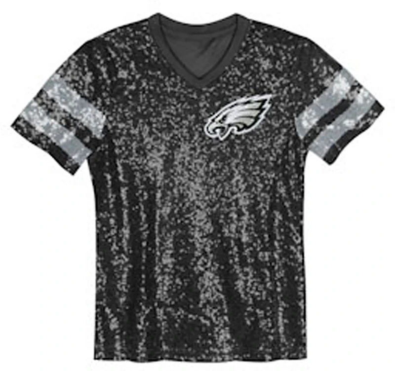 Outerstuff Women's Philadelphia Eagles Glam Striped Sequin Top