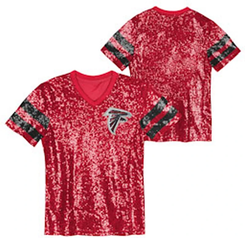 Outerstuff Women's Atlanta Falcons Glam Striped Sequin Top