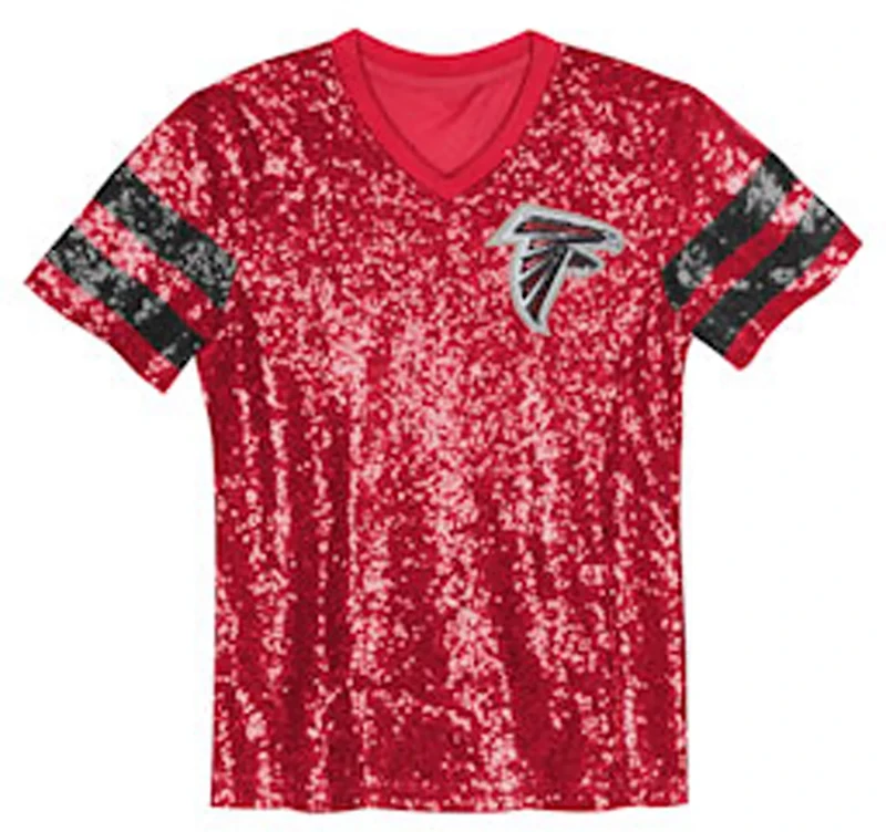 Outerstuff Women's Atlanta Falcons Glam Striped Sequin Top