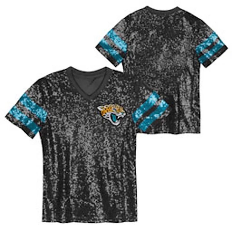 Outerstuff Women's Jacksonville Jaguars Glam Striped Sequin Top