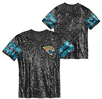 Outerstuff Women's Jacksonville Jaguars Glam Striped Sequin Top