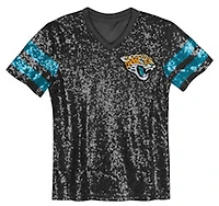 Outerstuff Women's Jacksonville Jaguars Glam Striped Sequin Top
