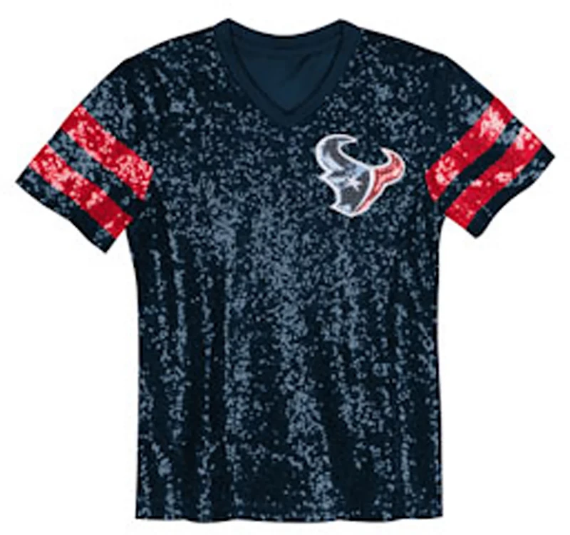 Outerstuff Women's Houston Texans Glam Striped Sequin Top