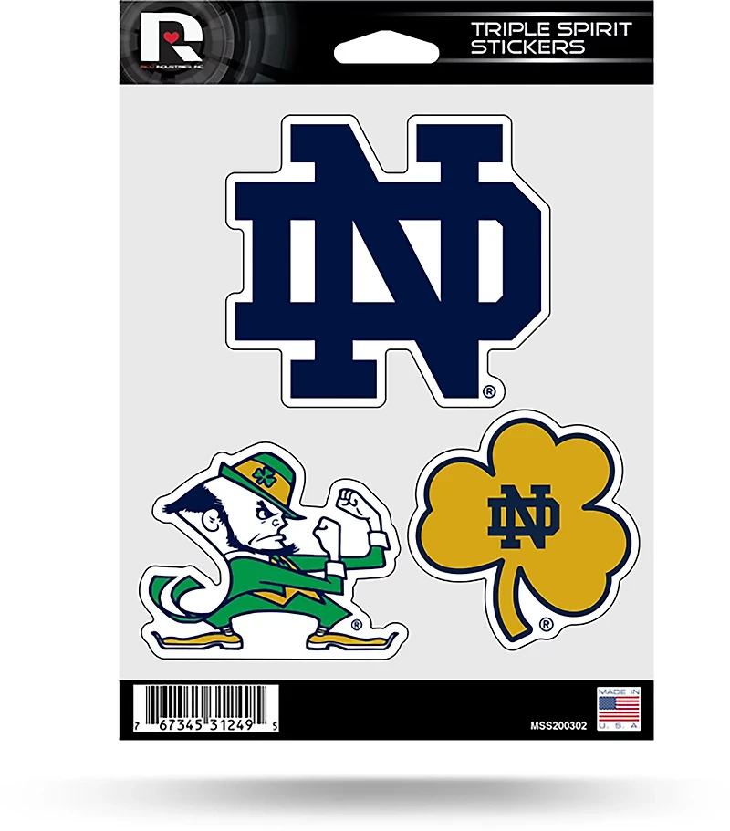 Rico Notre Dame Fighting Irish Triple Spirit 3-Piece Sticker Set
