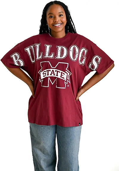 Gameday Social Women's Mississippi State Bulldogs Southern Split Oversized Band Short Sleeve T-shirt