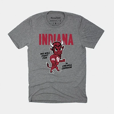 Homefield Men's Indiana Hoosiers Vintage Walking Bison Short Sleeve T-shirt