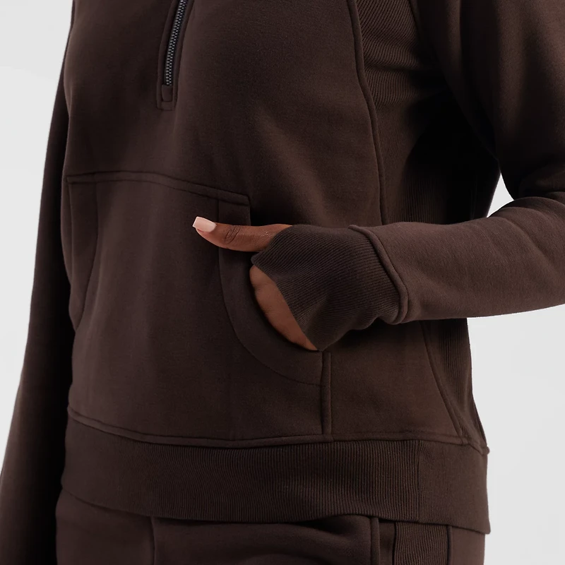 Freely Women's Hilary Mixed Rib Cozy Half Zip Hoodie