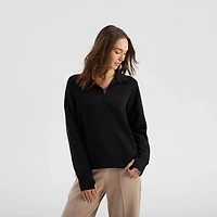 Freely Women's Katelyn Sandwashed Funnel Neck 1/4 Zip Pullover