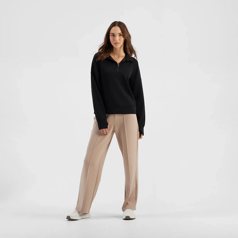 Freely Women's Katelyn Sandwashed Funnel Neck 1/4 Zip Pullover