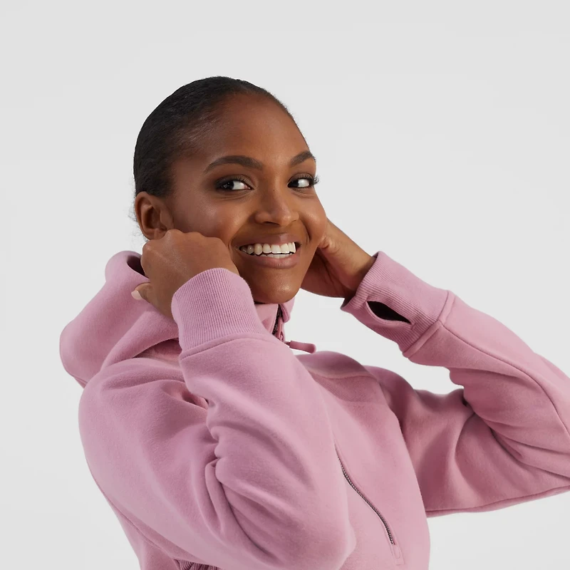 Freely Women's Hilary Mixed Rib Cozy Half Zip Hoodie