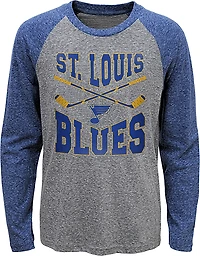 Outerstuff Kids' St. Louis Blues Cross Stick Tri-Blend Raglan T-shirt