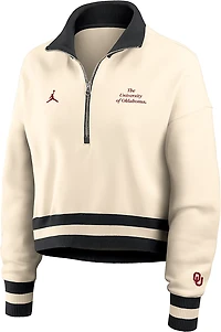 Jordan Women's Oklahoma Sooners Legacy Fleece Crop 1/4 Zip Jacket