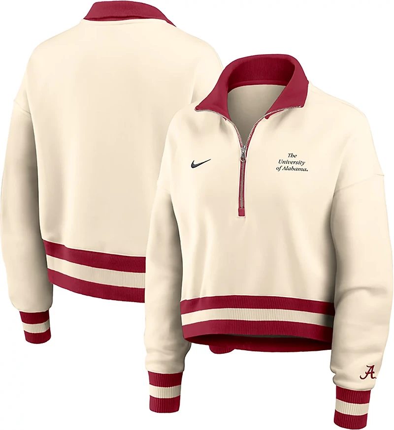 Nike Women's Alabama Crimson Tide Legacy Fleece Crop 1/4 Zip Jacket