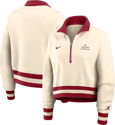 Nike Women's Alabama Crimson Tide Legacy Fleece Crop 1/4 Zip Jacket