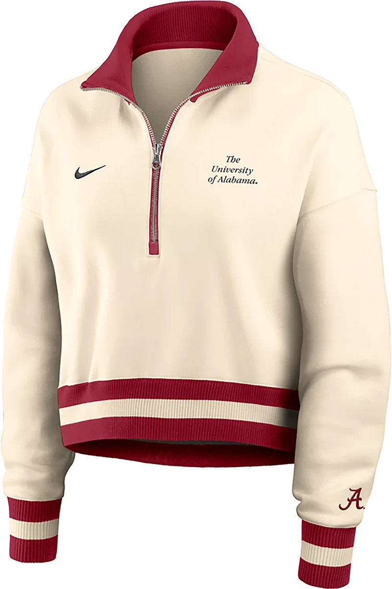 Nike Women's Alabama Crimson Tide Legacy Fleece Crop 1/4 Zip Jacket