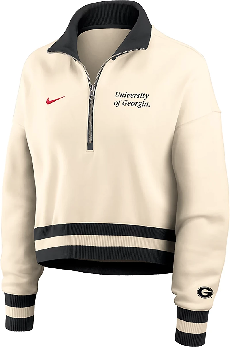 Nike Women's Georgia Bulldogs Legacy Fleece Crop 1/4 Zip Jacket