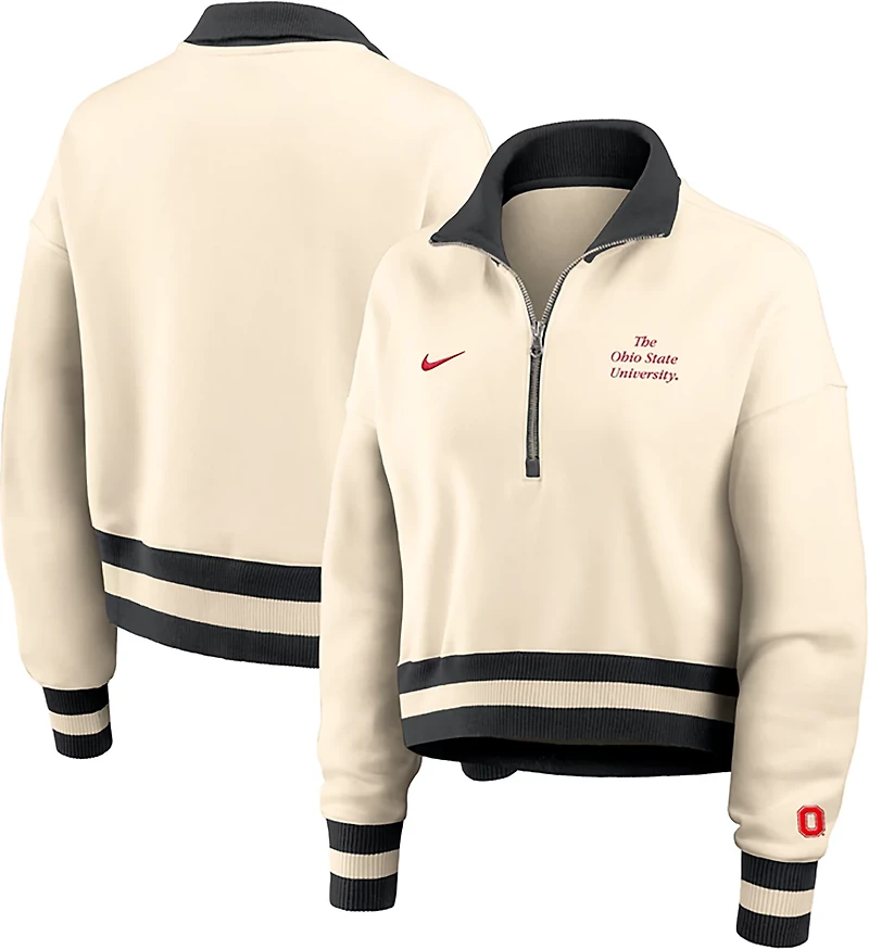 Nike Women's Ohio State Buckeyes Legacy Fleece Crop 1/4 Zip Jacket