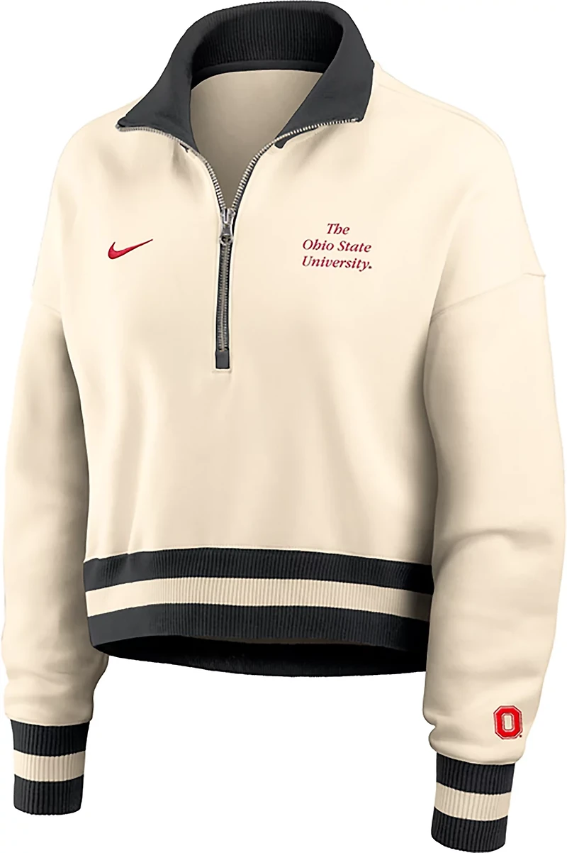 Nike Women's Ohio State Buckeyes Legacy Fleece Crop 1/4 Zip Jacket