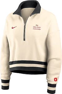 Nike Women's Ohio State Buckeyes Legacy Fleece Crop 1/4 Zip Jacket