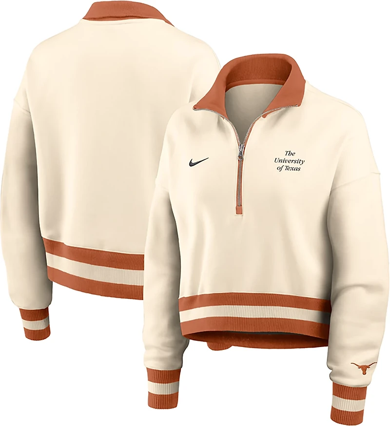 Nike Women's Texas Longhorns Legacy Fleece Crop 1/4 Zip Jacket