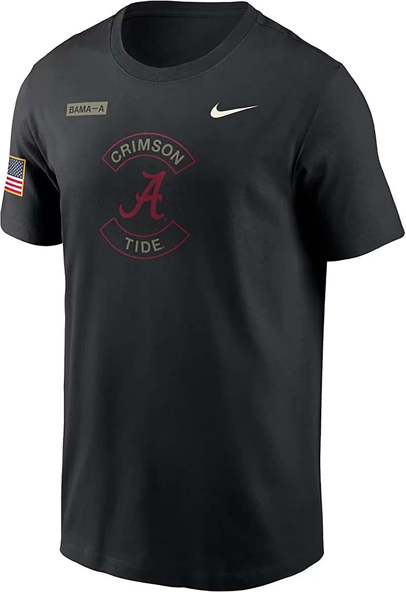 NUT ALABAM BLACK NCAA NIK 2025 MILITARY APPRECIATION DRI-FIT COTTON SS TEE TEEMENSCR