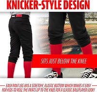 Franklin Sports Kids’ Classic Fit Knee High Baseball + Softball Pants