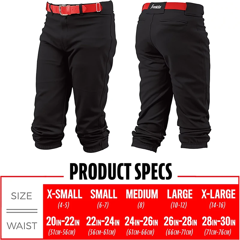 Franklin Sports Kids’ Classic Fit Knee High Baseball + Softball Pants
