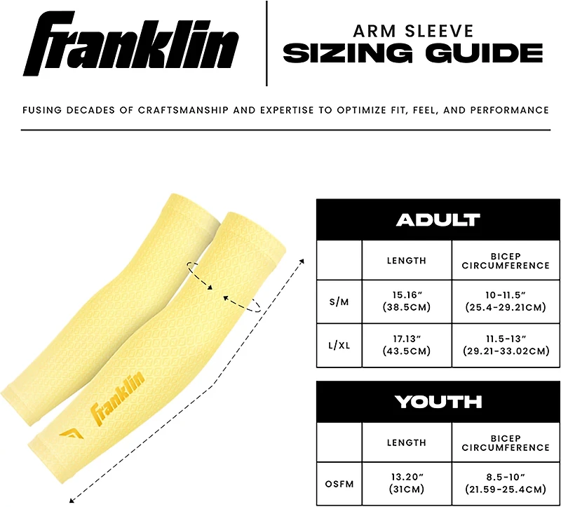 Franklin Sports Kids’ Baseball + Softball Arm Compression Sleeves