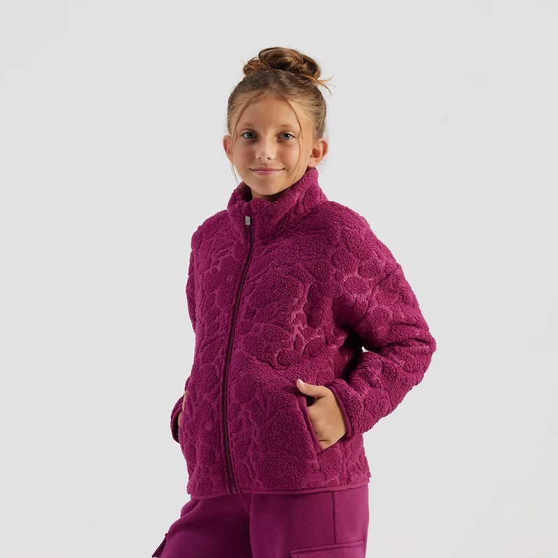 Freely Girls' Amelia Embossed Full Zip Sherpa Jacket